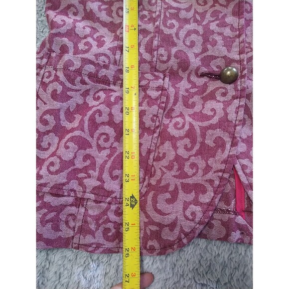 Isaac Mizrahi Blazer Sz 10 Boho Feminine Burgundy Scrolls Y2k - Picture 8 of 8